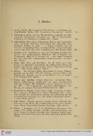 I. Bücher (N. 1-188)