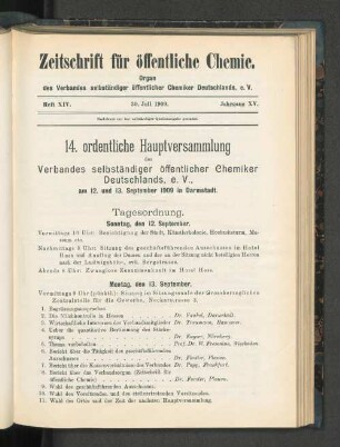 Heft XIV. 30. Juli 1909. Jahrgang XV.