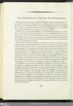 Das Volkstheater auf dem Spielbudenplatz