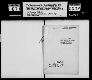 Bruchsal, Israelitische Gemeinde Käufer: Stadt Bruchsal Lagerbuch-Nr. 592/1 Bruchsal