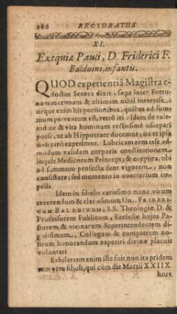 XI. Exequiae Pauli, D. Friderici F. Balduini, infantis.