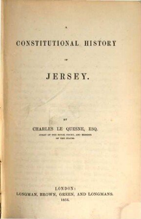 A constitutional history of Jersey