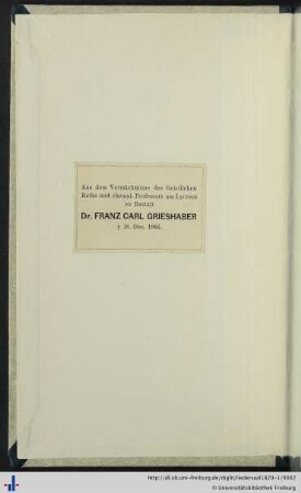 Exlibris vom Nachlass Franz Karl Grieshabers.