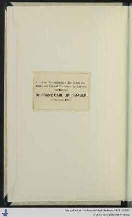 Exlibris vom Nachlass Franz Karl Grieshabers.