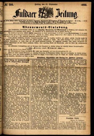 Ausgabe vom Freitag, den 21. September 1883.