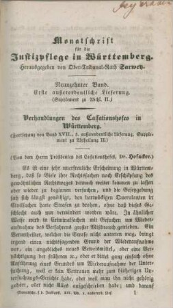 Erste außerordentliche Lieferung (Supplement zu Abthl. II.)