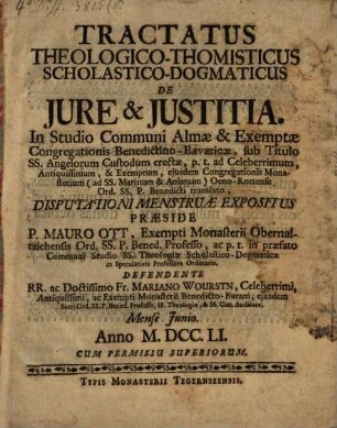 Tractatus theologico-thomisticus scholastico-dogmaticus de iure & iustitia