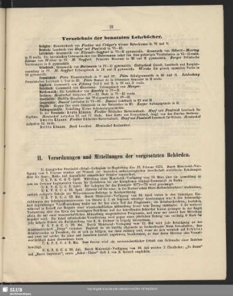 II. Verordnungen und Mitteilungen der vorgesetzten Behörden