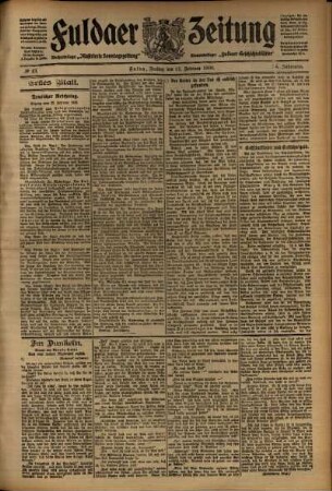 Erste Ausgabe vom Freitag, den 21. Februar 1908.