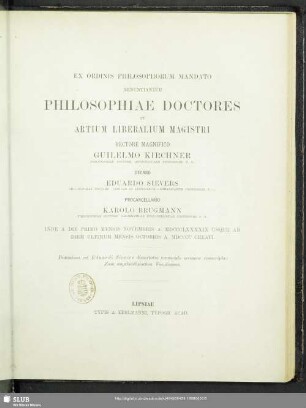 1899/1900: Ex Ordinis Philosophorum mandato renuntiantur philosophiae doctores et artium liberalium magistri