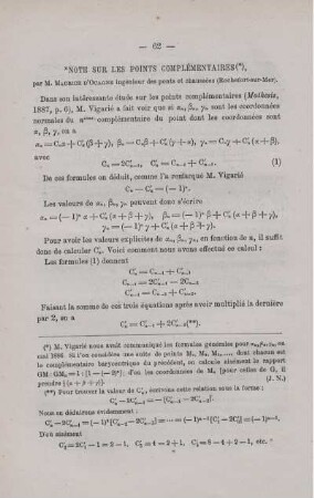NOTE SUR LES POINTS COMPLÉMENTAIRES.