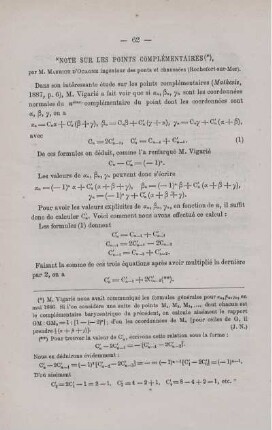 NOTE SUR LES POINTS COMPLÉMENTAIRES.