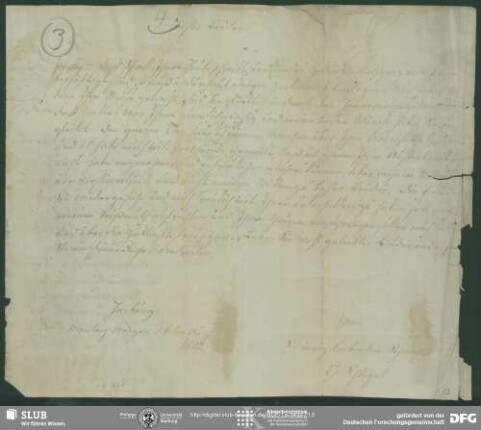 Eigenh. Brief von Charlotte Schlegel an August Wilhelm von Schlegel, Harburg, 06.08.1827