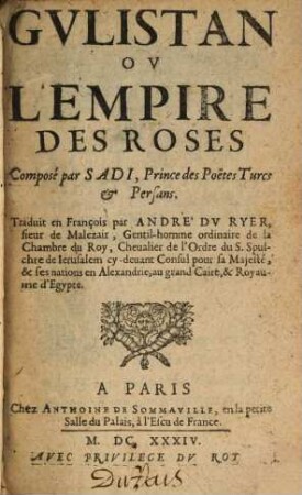 Gulistan ou l'empire des roses