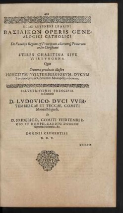 [Pars X.] De Familiis Regum ... Stirps Charitina Sive Wirtungana.