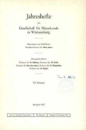 Bd. 132, 1977: Jahreshefte der Gesellschaft für Naturkunde in Württemberg