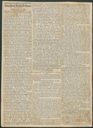 New-York Daily Tribune, Friday, June 24, 1859: Humboldt on american slavery
