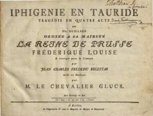 Iphigénie en Tauride : tragédie en quatre acte par Guillard