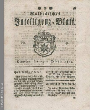 No. 8, Dienstag, den 19ten Februar 1805