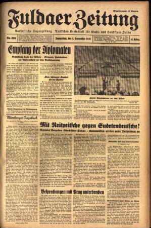 Ausgabe vom Donnerstag, den 08. September 1938.