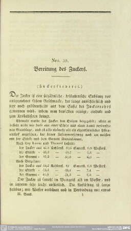 Nro. 39. Bereitung des Zuckers