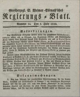 Nr. 14 : 2. July 1830