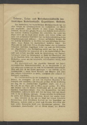 Lebens-, Lohn- und Arbeitsverhältnisse der ländlichen Arbeiterklasse. Tagelöhner. Gesinde
