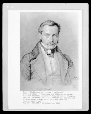 Deutsches Künstleralbum: Sammlung von Bildnissen Germanischer Künstler in Rom — fol. 61: Bildnis des Malers und Lithographen Johann Carl Koch aus Hamburg (1806-1900)