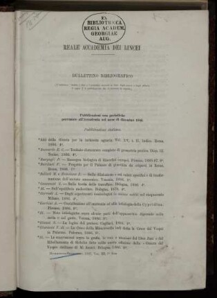 Reale Accademia Dei Lincei Bullettino Bibliografico