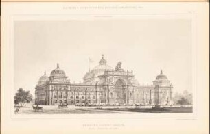 Reichstag, Berlin Zweiter Wettbewerb: Perspektivische Ansicht vom Königsplatz (aus: Sammelmappe hervorragender Konkurrenzentwürfe H. 6, hrsg.v. K.E.O. Fritsch, 1883)