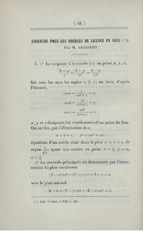 Concours pour les bourses de licence en 1893.