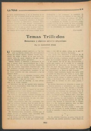 Temas trillados : Benavente y algunos autores argentinos