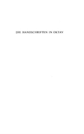 Die Handschriften in Oktav