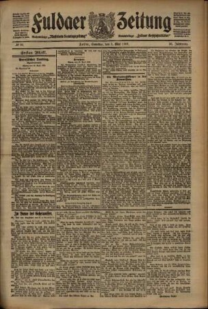 Erste Ausgabe vom Samstag, den 01. Mai 1909.
