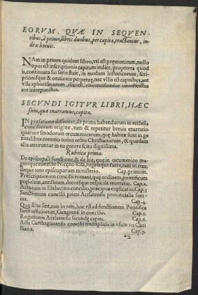 Secundi Igitur Libri, Haec sunt, quae enarrantur, capita.