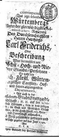1740: Württembergisches Adressbuch, 1740