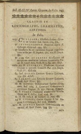 Classis IV. Lexicographi, Grammatici, Rhetores.