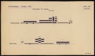 Siedlungsplan mit Schulhausgruppe Schinkelwettbewerb 1931: Schulkomplex: Volksschule für Knaben. Vorder- und Rückansicht 1:200