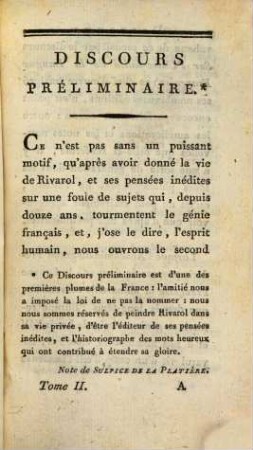 Vie philosophique, politique et littéraire de Rivarol, 2