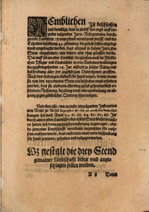 Instruction unnd Ordnung gemainer Landtschafft deß Fürstenthumbs Obern und Nidern Bayrn ... Wie sich ein jeder Landtseß Geistlichs oder Weltlichs Stands mit Anlegen, beschreiben unnd einbringen der jüngst zu München bewilligter acht Steur anlag, so sich im 78. Jar anfangen werden, halten soll