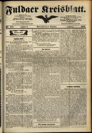 Zweite Ausgabe vom Samstag, den 04. Dezember 1909.