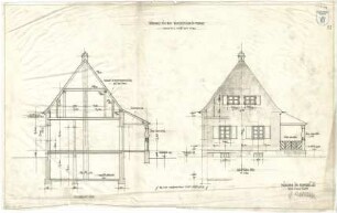 Bestelmeyer, German; Murnau am Staffelsee (Bayern); Ev. Kirche und Pfarrhaus - Pfarrhaus (Schnitt; Ansicht)