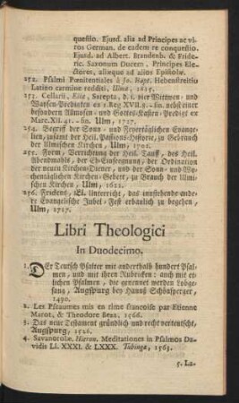 Libri Theologici In Duodecimo