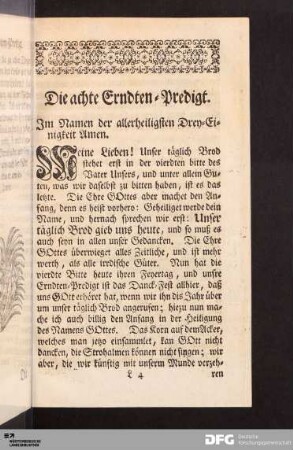 Die achte Erndten-Predigt