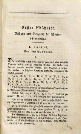 Theoretisch-praktisches Lehrbuch der lateinischen Sprache, 1. Formenlehre