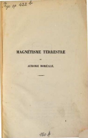 Magnétisme terrestre et aurore boréale