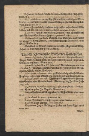 Teutsche Theologische Bücher der Catholischen.