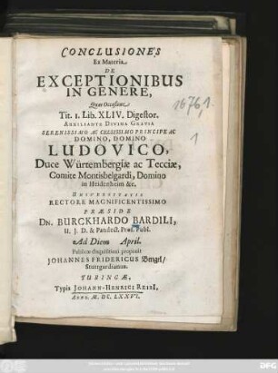 Conclusiones Ex Materia De Exceptionibus In Genere