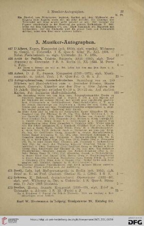 3. Musiker-Autographen (Nr. 467 - 537)