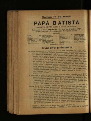 Papá Batista : sainete en un acto y tres cuadros